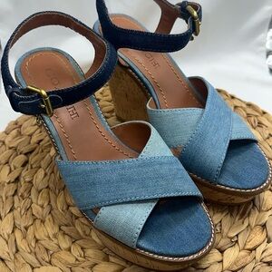 Coach Blue Denim Wedges